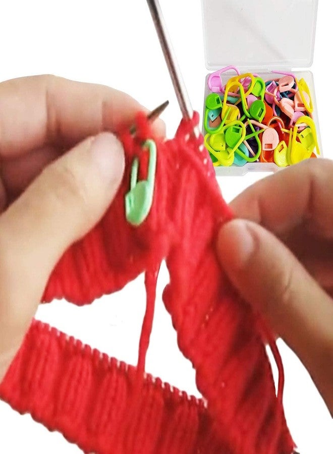Jasol 25 PCS Premium Knitting & Crochet Stitch Markers - Mix Colors, Locking Counter Needle Clip Pin Set of 25 (Mult, Plastic, Red) - Image 5